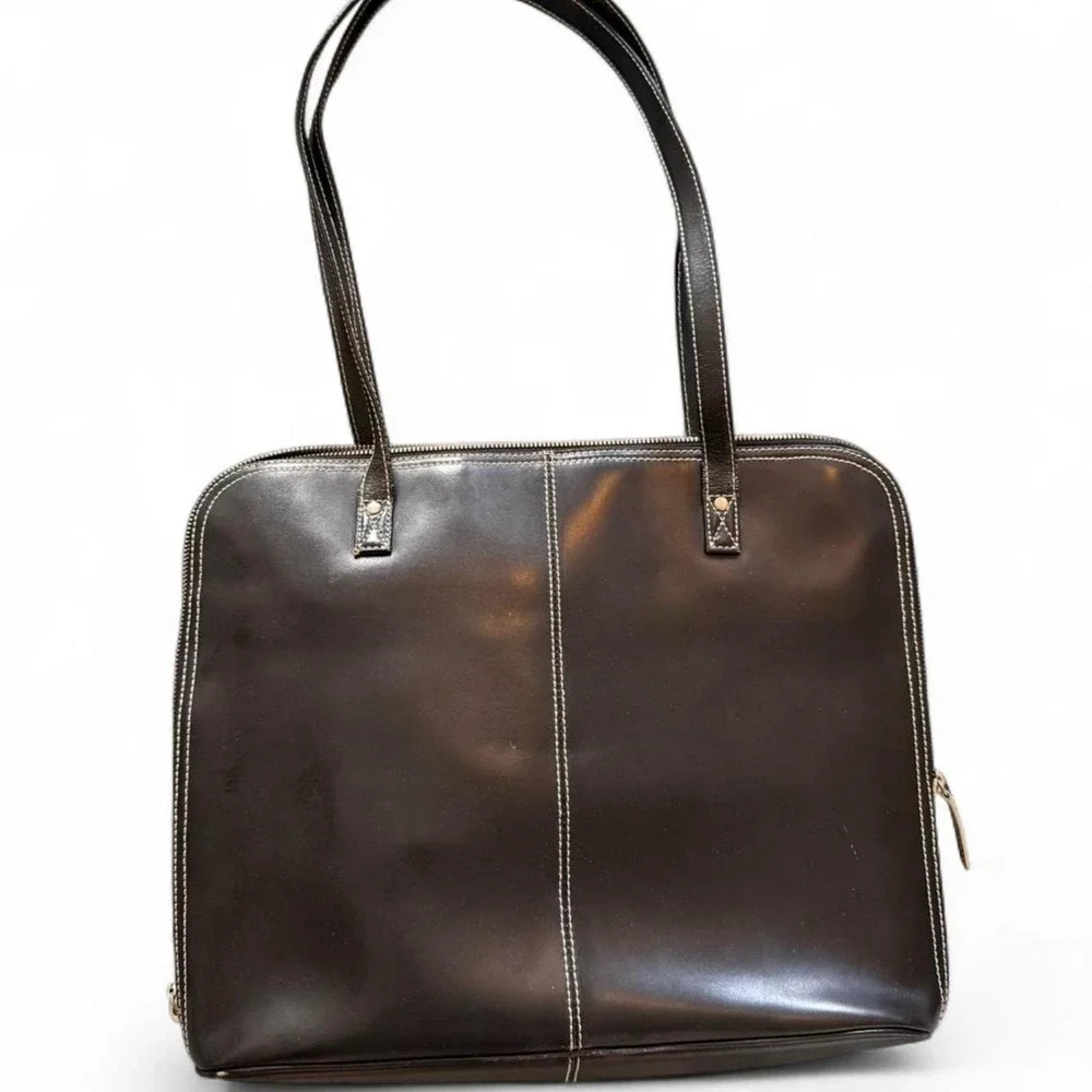 Wilsons Leather Pelle Studio Vintage Black Leather Large Work Bag Laptop Tote
